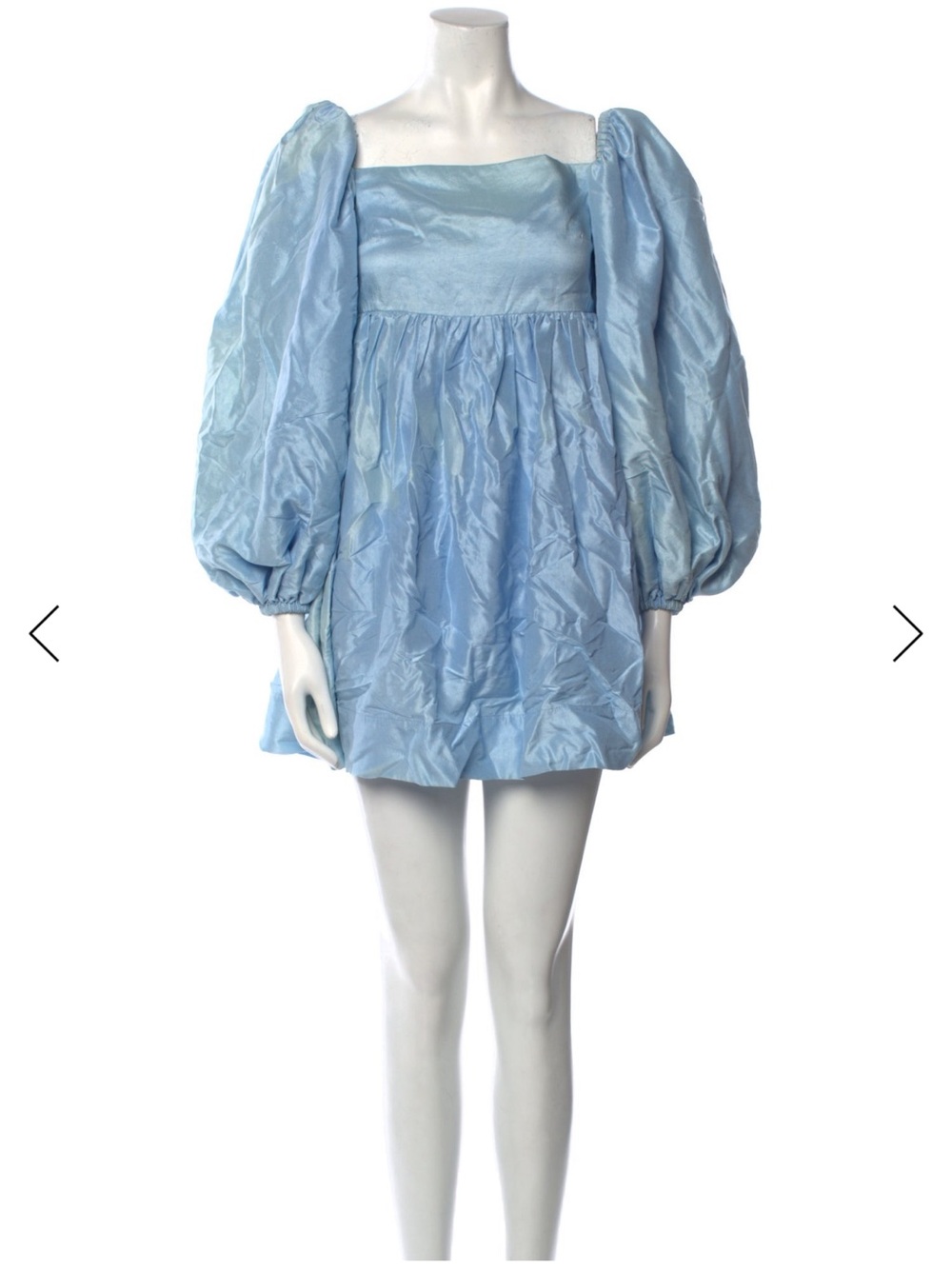 Light Blue Puff Sleeve Mini Dress Kamden Azeeza babydoll dress